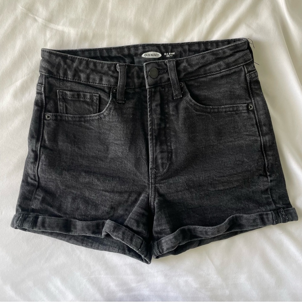 High-Waisted O.G. Cuffed Black Jean Shorts for Women -- 3-inch inseam